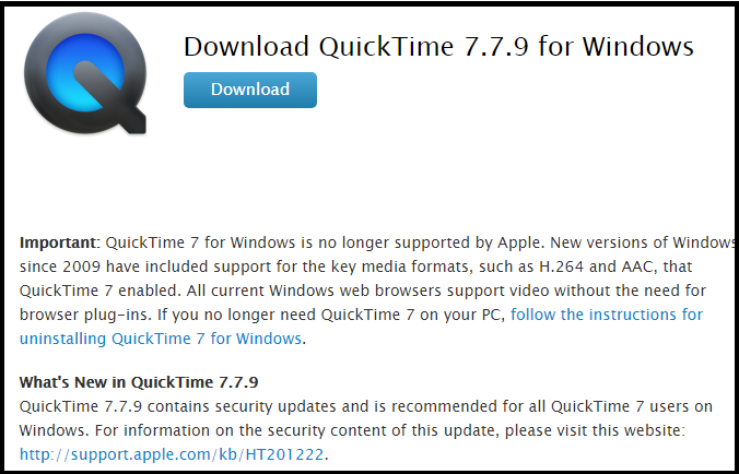 QuickTime for Windows 10 Download and Install