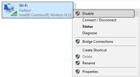 Ethernet doesn’t have a valid IP configuration Error