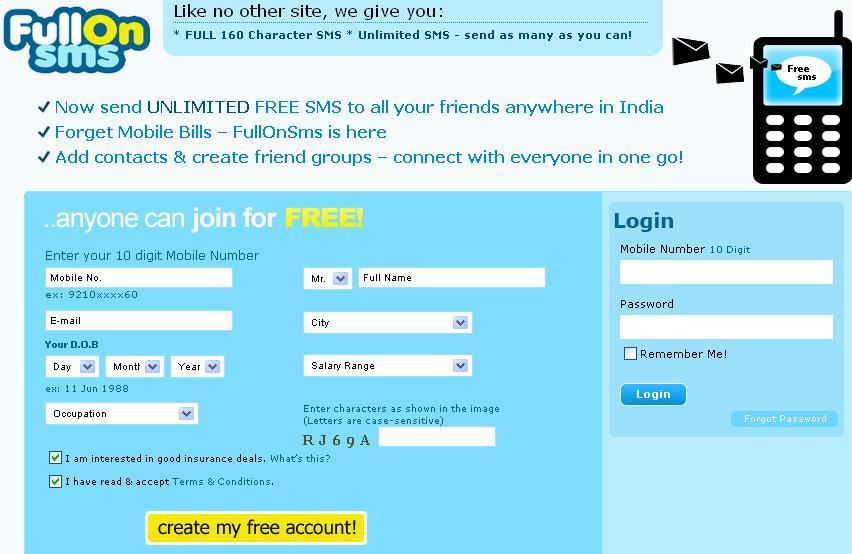 Send Free SMS without Registration 