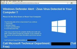 zeus virus detected